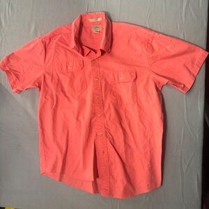 LL Bean Mens XL Traditional Fit Short Sleeve Cotton Button Down Coral 270135